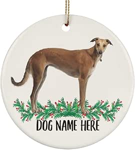 Amazon Com Lovesout Personalized Name Greyhound Gifts 2021 Christmas Tree Ornaments Circle Ceramic Home Kitchen