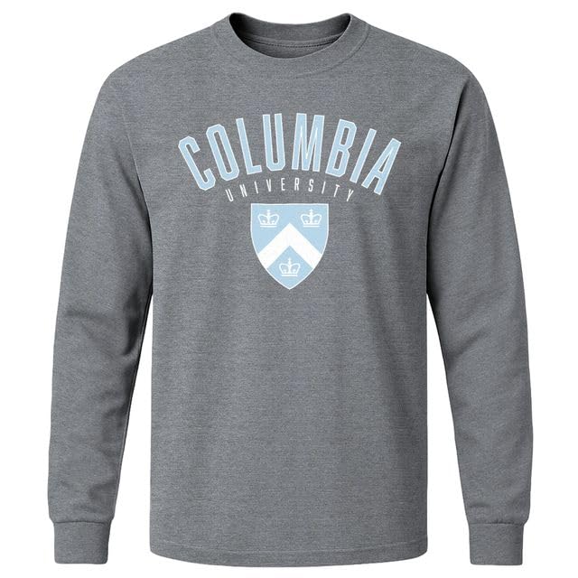 Barnesmith Columbia University Lions Long Sleeve Adult Unisex T-Shirt, Heritage, Charcoal Grey, X-Large Image
