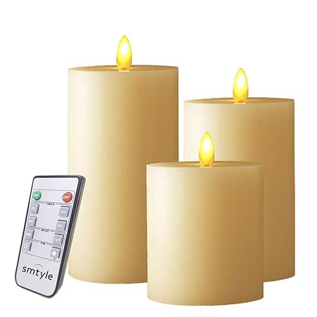 Smtyle Flameless Candles Set With Remote And Moving Wick 3 Inch