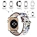 YOSWAN Bracelet for Apple Watch, National Black White Floral Printed Leather Watch Band 38mm 42mm Strap for Apple Watch Flower Design Wrist Watch Bracelet (White+ Blue Flower, 38mm)