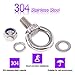 8Pcs 304 Stainless Steel M14 Male Thread Lifting Ring Eye Bolt Kit, Including 2Pcs M14 Eye Bolt with 2Pcs Lock Nuts, 2Pcs Lock Washers and 2Pcs Flat Washers