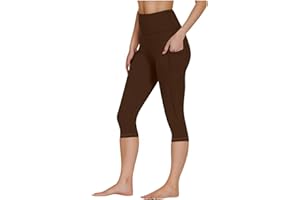 Capri Leggings for Women High Waisted Stretch Yoga Pants Summer Casual Cropped Pant Workout Gym Athletic Trouser with Pockets