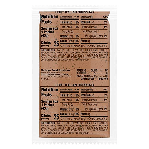 Hellmann's Light Italian Salad Dressing Portion Control Sachets Gluten Free, No Artificial