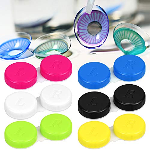Homgaty 24pcs Contact Lens Cases, Left/Right Eyes Contact Holder with 12pack Contact Lens Tweezers and Stick Tool