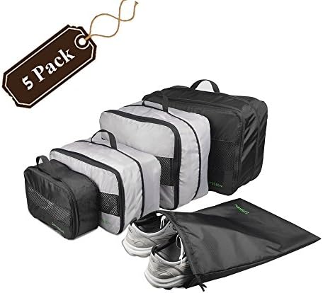 GYSSIEN Double Zipper Compression Packing Cubes Water Resistant Luggage Packing Organizers