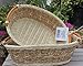 ShopOnNet RT450190-2 Handwoven Oval Wicker Storage Basket Curve Pole Handle in Cream and Brown (Set of 2)