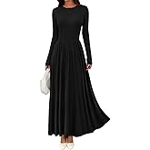CFLONGE Fall Maxi Dress for Women 2025 Long Sleeve Knit Ribbed Cocktail Dresses Casual High Waisted Long Wedding Guest Dress