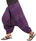 Mens Baggy Yoga Hippie Boho Aladdin Alibaba Harem Pants One Size Handmade (Purple - Style I)