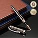 SHALORY Rose Gold Gel Ink Rollerball Pen-Geometric Stripe Style Copper Grip Metal Pens in Gift Box with 1 Extra Refill,Christmas gift for Women &Men (Black Ink, 0.7mm Fine Point)