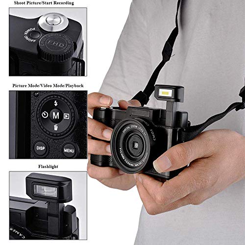 Digital Camera,Vlogging Camera for Youtube 2.7K 24.0MP Ultra HD WiFi Camera 3.0 Inch 180 Degree Rotation Flip Screen Retractable Flashlight