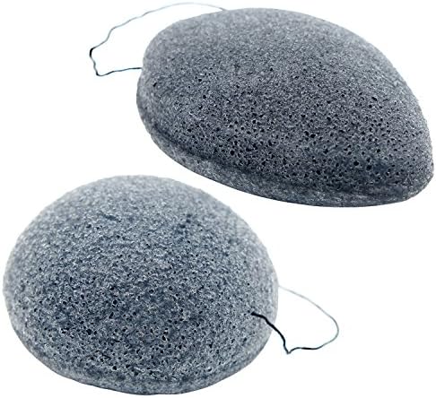 Beautyours [2 Pack] Natural Charcoal Konjac Sponge Clean Face Facial Cleaner Care