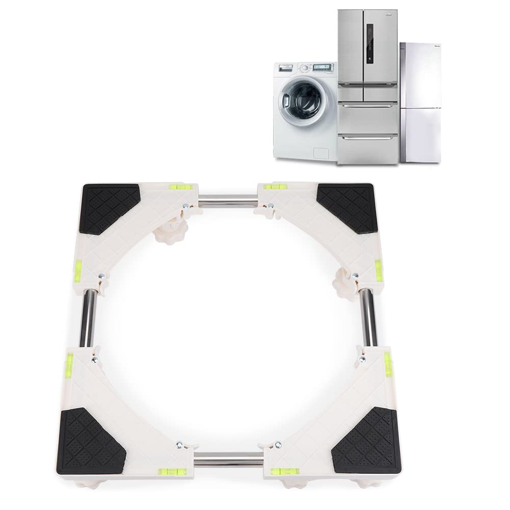 Multi-functional Adjustable Base with 4 Strong Feet and 4×2 Locking Rubber Appliance Roller for Dryer Washing Machine(8Feets)