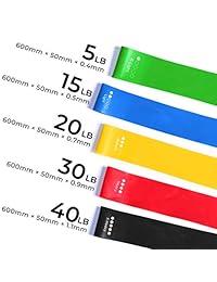 Telustyle Best Fitness Resistance Bands Set of 5 Simplify Exercise Workout Bands for Legs Arms Fit for Training Pilates Powerlifting Stretching Physical Therapy Yoga Rehab and Home Fitness