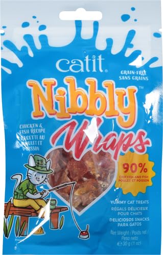 CATIT NIBBLY WRAPS, GRAIN-FREE CAT TREAT, CHICKEN & FISH RECIPE, 1.06 OZ.