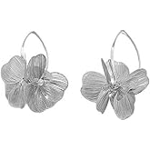 Gold Flower Dangle Earring Boho Floral Petal Hoop Earring Chic Boho Wedding Jewelry