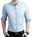 LOCALMODE Men's 100% Cotton Long Sleeve Plaid Slim Fit Button Down Dress Shirt XX-Large Navy Blue