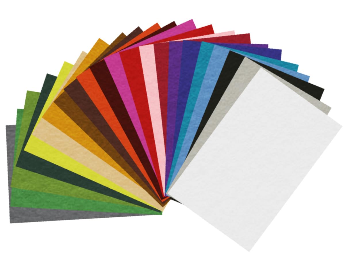 Set of 22 Sheets Acrylic Felt Assorted Colors 20x30 cm.x1mm. 160 g./m2
