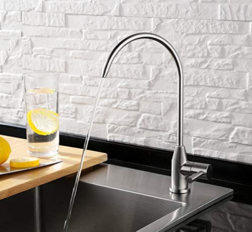 Drinking Water Faucet, Kitchen Sink Faucet Beverage Faucet for Drinking Water Purifier Filter Filtration System, 1/4-inch Tube, Lead-Free, Brushed Stainless Steel By KINGLEV - Thumbnail 4
