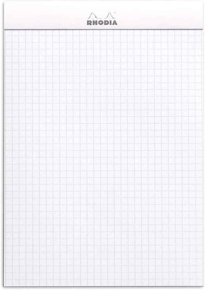 RHODIA 16201C, Stapled Notepad N°16 White, A5, Small Squares, 80 Detachable Sheets, 80G White Clairefontaine Paper, Soft - Image 3