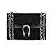 RACHEL Italian Baugette clutch mini wallet cross body bag with nickel chain smooth stiff leather and suede (black)