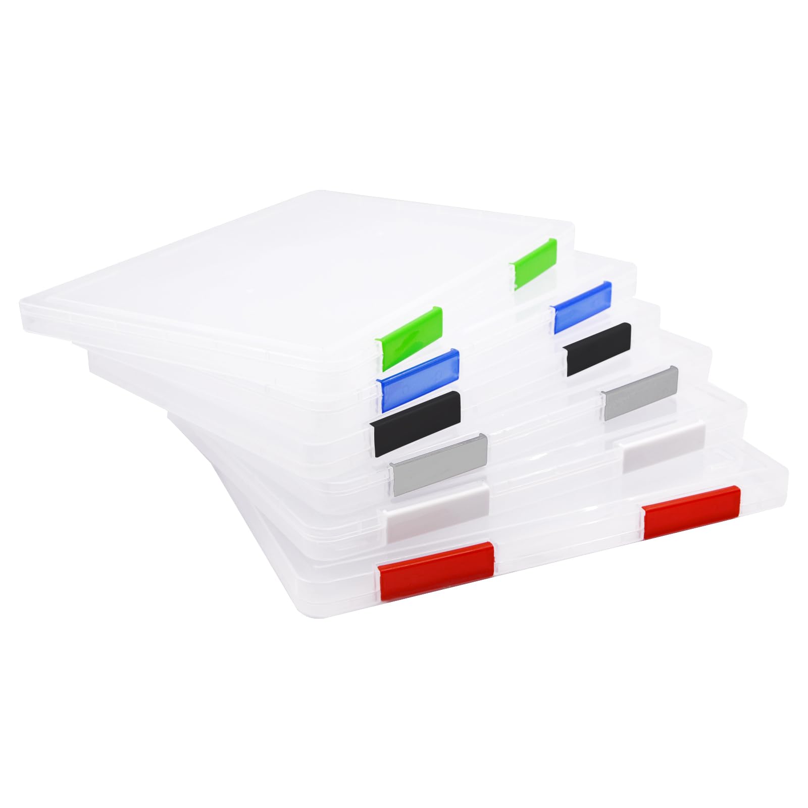 ANMOO A4 Plastic Document Storage Box 6 Pack, Clear Waterproof File Organizer with Lids & Snap, Portable Desktop Paper Holder for Office