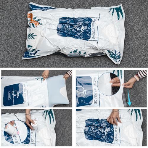 GALASALA Bolsas de Almacenamiento de Vacío 12 Pcs, Bolsas al Vacio Ropa para Viaje Reutilizables, Bolsas de Compresión con Bomba Vacio Eléctrica y mano, Ahorro Espacio para Guardar Cobijas Edredones