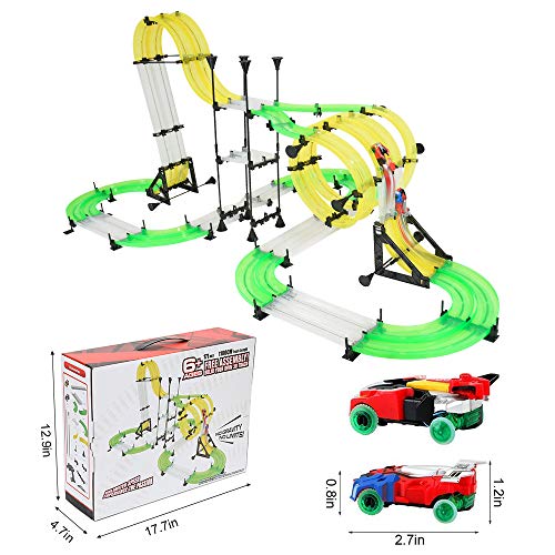 Racing Track Car Toys, Elec3 DIY Rail Car Race Track Set 171pcs 38.7ft 2 Cars 2 Hand-Operated Controllers, 3D Super Track Car Playset for Birthday Party Festival Gift Educational Toys for Children