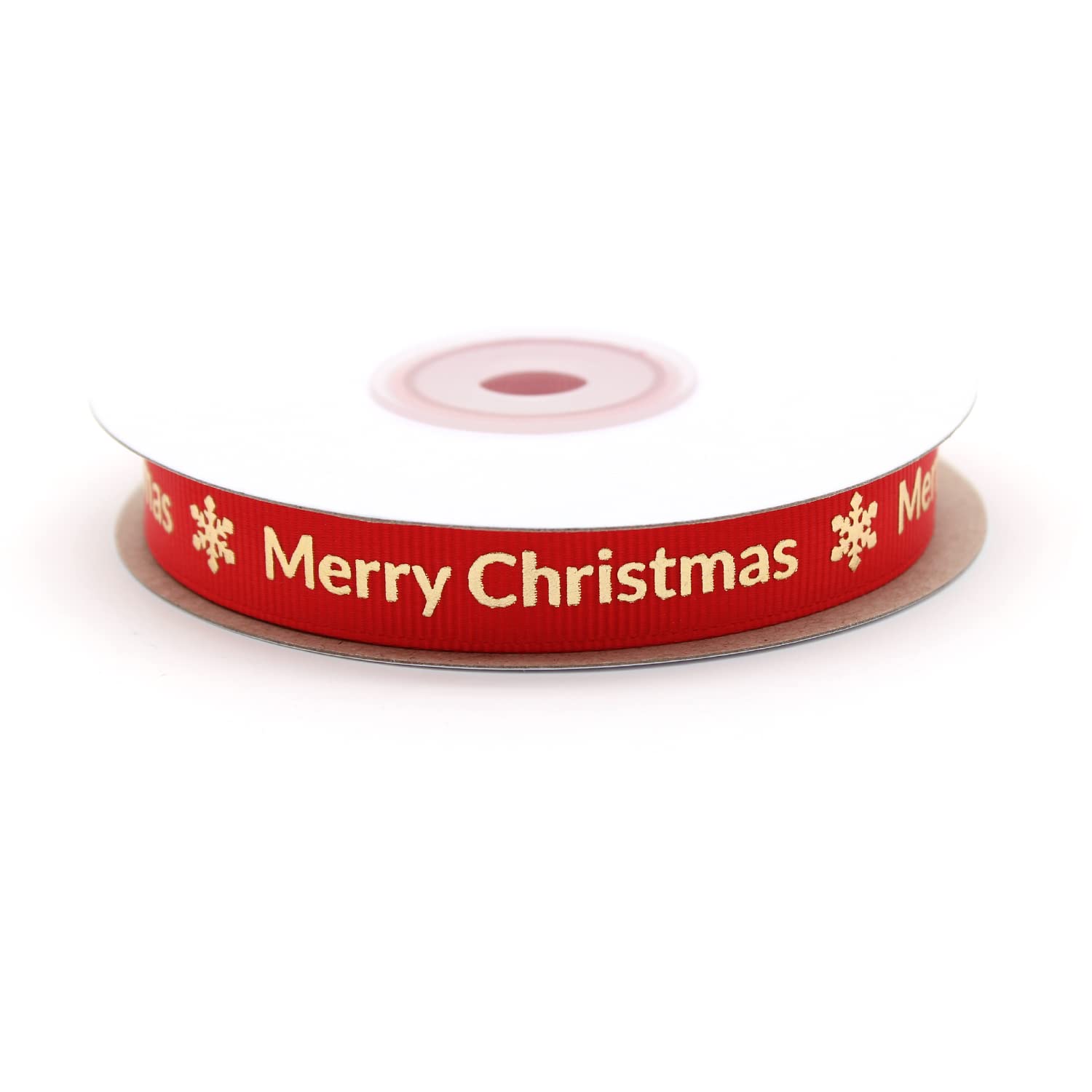 Merry Christmas Red Gold Writing Ribbon 13mm Grosgrain Ribbon …