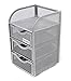 EasyPAG Mesh Desk Organizer 3 Drawer Mini Hutch, Silver