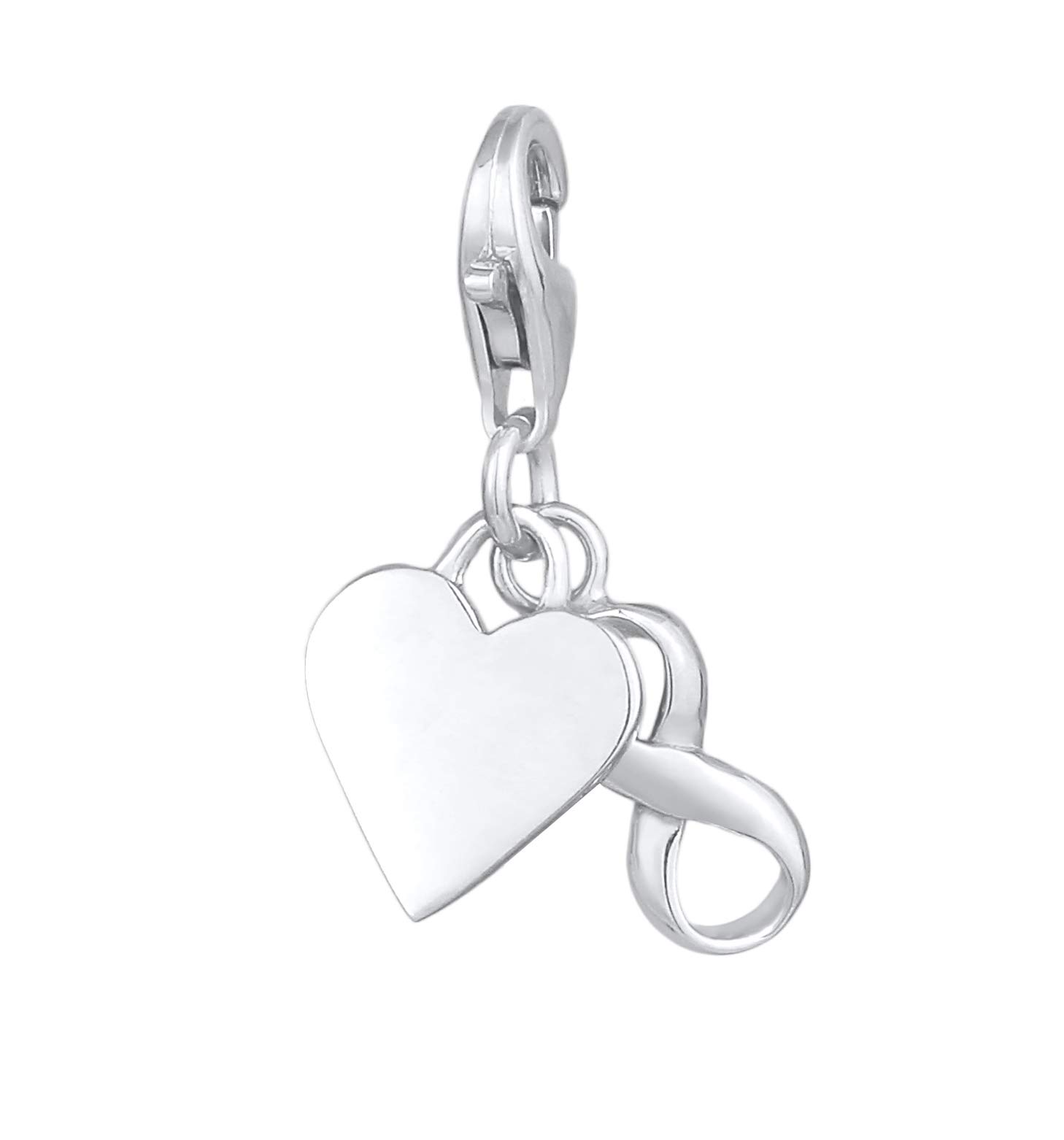 Nenalina 0409820220 Heart Infinity Lobster Clasp Charm Pendant for Charm Bracelet 925 Sterling Silver, Sterling Silver