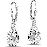 LeCalla 925 Sterling Silver Leverback Drop Earrings | Lightweight Italian Teardrop Dangle Earring for Women