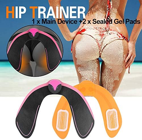 EMS Hips Trainer and Butt Toner, Electrical Body Beauty Massager for Women Buttocks Lifting Shape and Firm(with Additional one Free Gel Pad) - (Black and Pink) (Black and Pink) (Black and Pink)