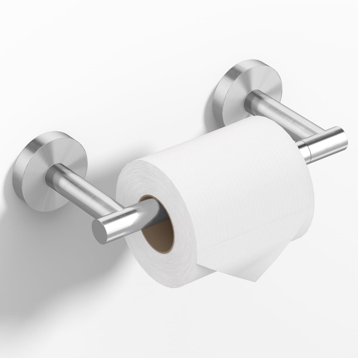 HITSLAM Brushed Nickel Toilet Roll Holder Wall Mounted, Double Post Pivoting Toilet Paper Holder, SUS304 Stainless Steel Toilet Tissue Holder, Toilet Accessories for Bathroom, Kitchen, Washroom