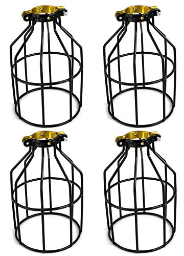 Newhouse Lighting Metal Lamp Guard for Pendant String Lights and Vintage Lamp Holders, Industrial Wire Iron Bird Cage, 4-Pack (Certified Refurbished)