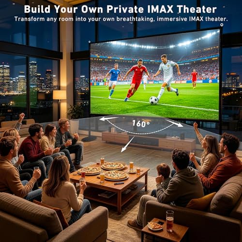 150 inch Projector Screen with Stand, 16:9 4K HD Portable Outdoor Movie Screen, Wrinkle-Free Foldable Indoor Projection Screen with Carry Bag & Ground Nails for Backyard Cinema Home Theater