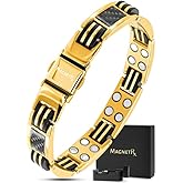 MagnetRX® Magnetic Bracelets for Men – Effective Mens Magnetic Bracelet with Carbon Fiber Inlay – Adjustable Length with Included Sizing Tool(Gold)