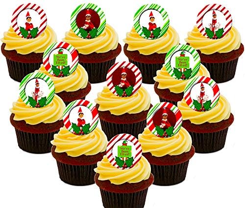 Made4You Elf on the Shelf - Edible Cupcake Toppers - Pre-cut Wafer Cake Decorations (Pack of 24)