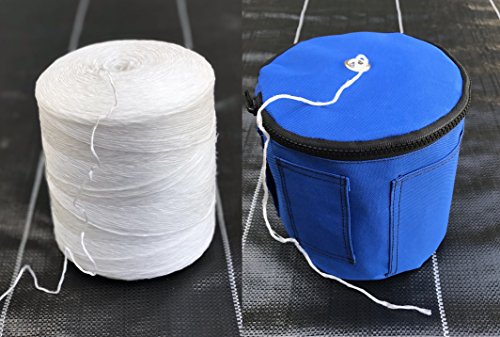 Bundle: 6300 ft Polypropylene Tomato Twine + Reusable Twine Dispenser Bag for Garden Twine String (2 Rolls Twine + 1 Blue Twine Bag)