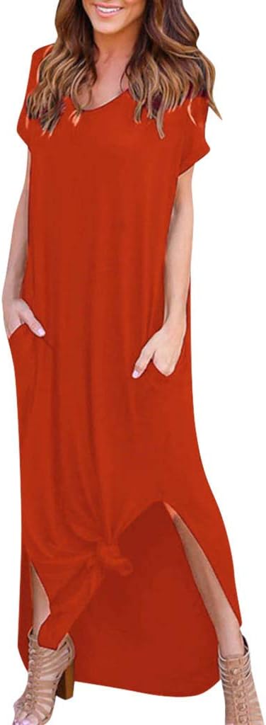 Loveso Women's Casual Loose Pocket Floor-Length Maxi Dress