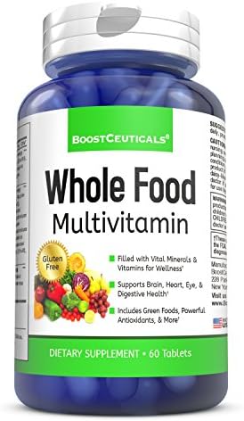 BoostCeuticals Whole Food Multivitamin with Essential Enzymes Probiotics and Natural Minerals Non-GMO 60 Capsules Supplement