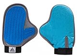 Pet Grooming glove brush Anoma - 3in1 Deshedding tool, Pet Massage, Pet hair remover. For long and short hair bunny, horse, cat and dog grooming tool Soft pet Groomer mitt brush. Your Pet Will Love It