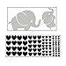 Cutie Grey Elephants with Colored Bubble Hearts Vinyl Wall Decal Sticker Baby, Nursery, Play Room (Hot Pink Hearts)