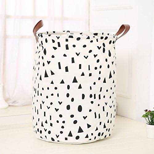 LOISLEILA Canvas Laundry Basket Storage Bag Toy Organizer Clothes Storage Basket with Leather Strap 40cm*50cm (#5)
