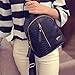 Creazy Women Leather Backpacks Schoolbags Travel Shoulder Bag (Black)