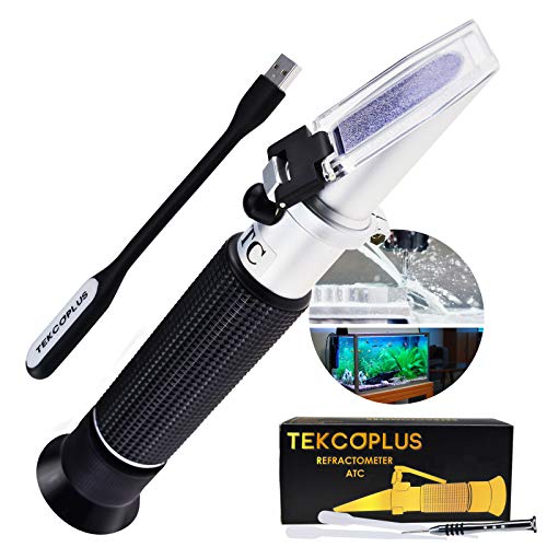 Brix Refractometer with ATC, range 0-32% Brix with 0.2% division, for brandy, beer, fruits, Cutting Liquid, with EXTRA LED light and pipettes (0-10% Brix, 0-100ppt , 1.000 - 1.070g/cm3 Density)