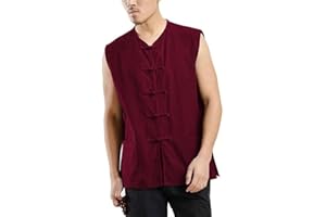 A ALFEEL Chinese Kung Fu Vest - Traditional Martial Arts Sleeveless Shirt