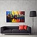 Wieco Art - Summer in The City Large 5 Piece Modern Abstract Colorful Landscape Artwork 100% Hand Painted Stretched and Framed Oil Paintings on Canvas Wall Art for Living Room Home Decorations