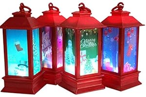THE ELECTRIC MAMMOTH Set of 4 LED Light Up Christmas Lantern Candle Decorations
