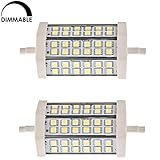 HERO-LED Dimmable Double Ended T4 R7s Base LED Halogen Replacement Bulb, 36x Tri-chip 5050 SMD LEDs, Stage and Studio Lamp, Ceramic Metal Halide Lamp, 118mm 4.65 Inch, 70W Equal, 2-Pack, Warm White 3000K