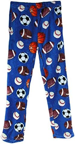 Boyz Club Boy's Coral Fleece Lounge Pajama Pants, Small 5-6, Football Baseball